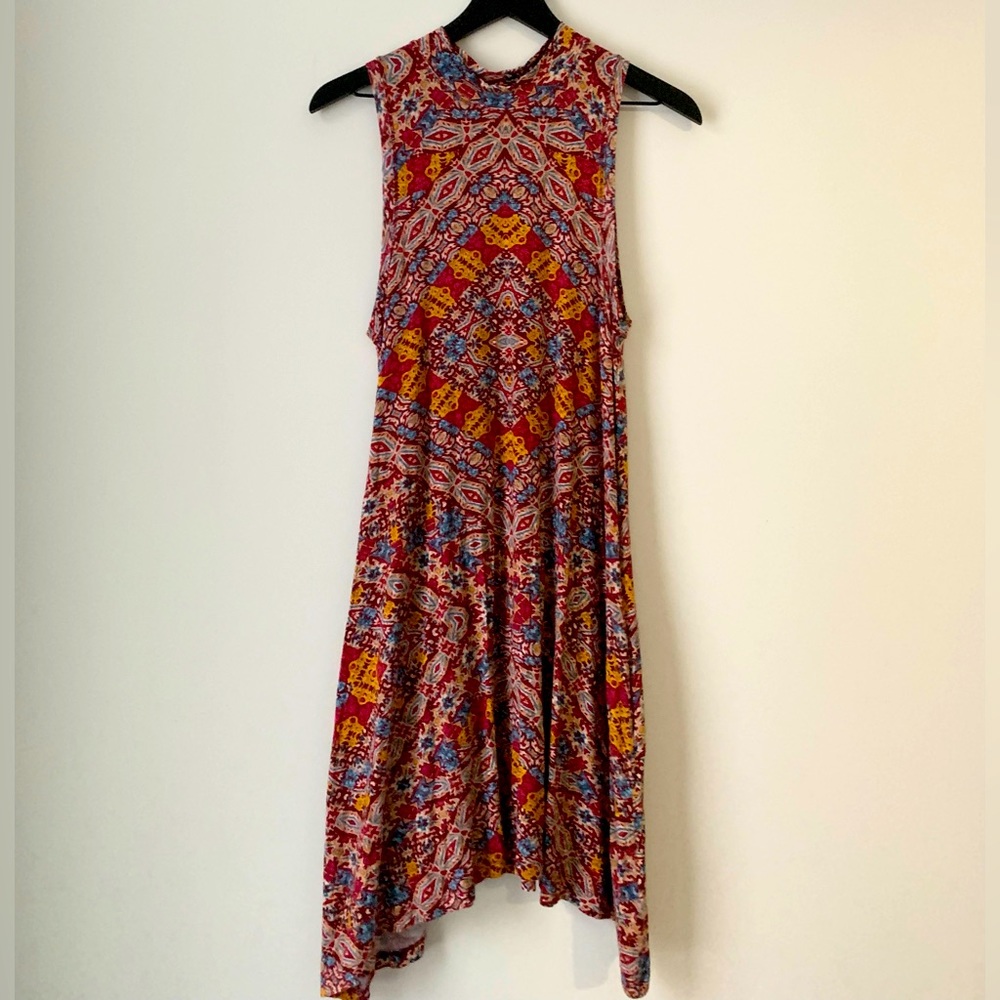 Maeve // Anthro Red Print Tank Lilt Mockneck Dress!